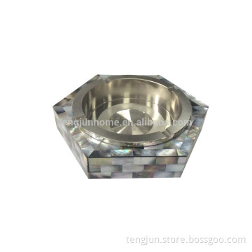 Smoking Accessories Stainless Steel Ashtray Made From Black Mother of Pearl